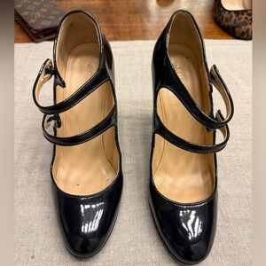 J Crew Mona Patent Leather Navy Mary Jane High Heels